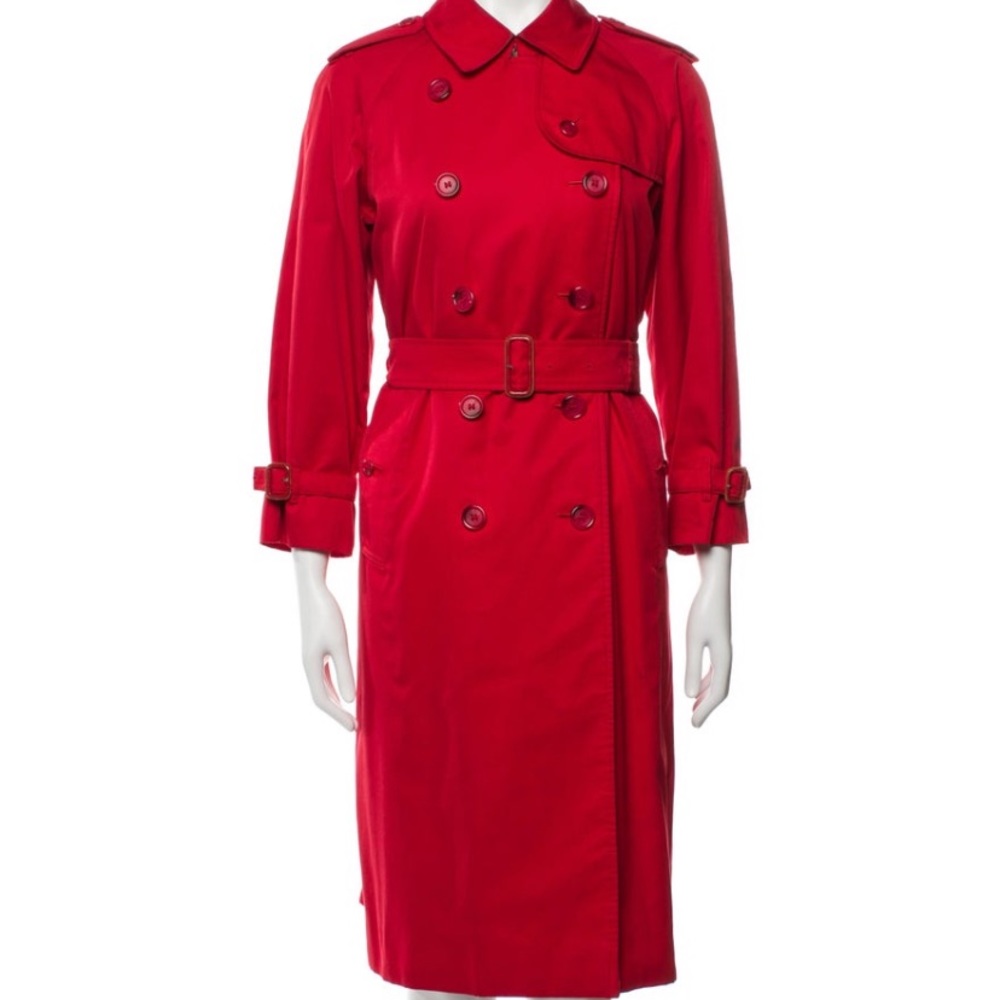 Red Burberry Trench Peacoat